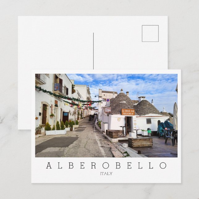 Cartão Postal Personalizada, vista de Alberobello, Apúlia (Frente/Verso)