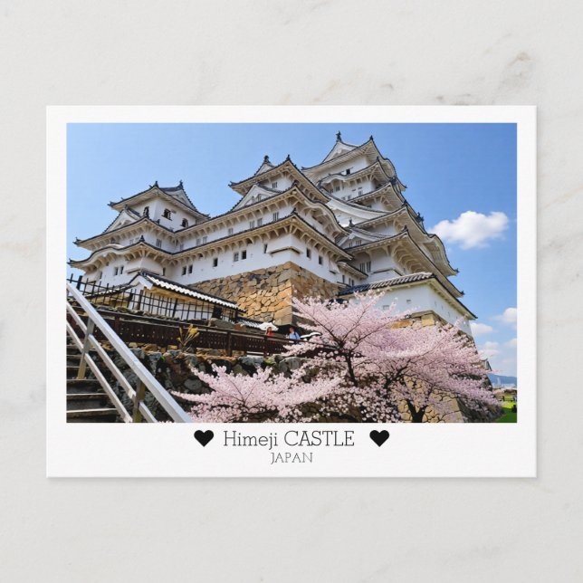 Cartão Postal Personalizado, Castelo de Himeji com Sakura (Frente)