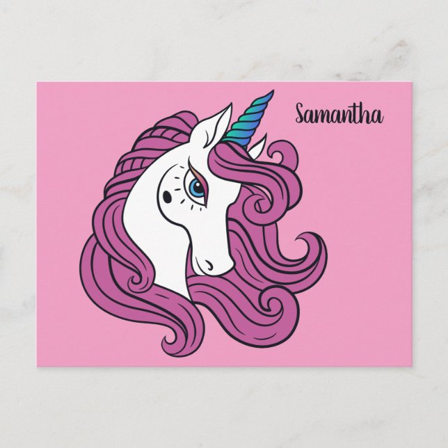 Cartão postal personalizado com nome e cor de Unic (Frente)