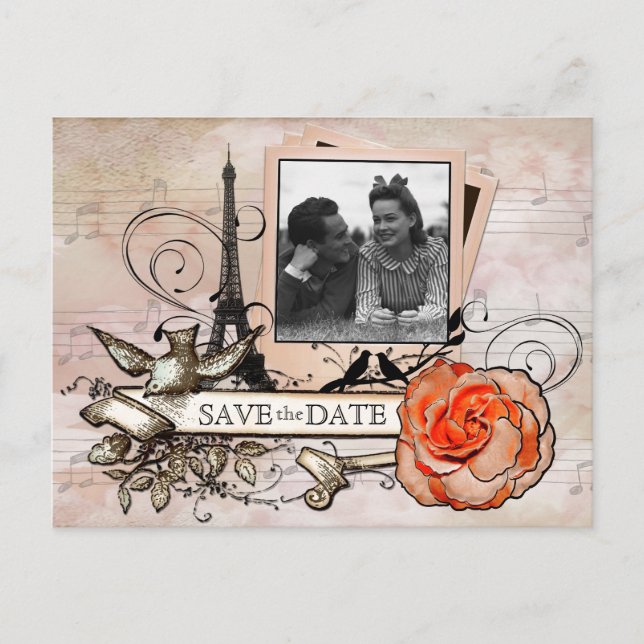 cartão postal personalizado com tema antigo de Par (Frente)