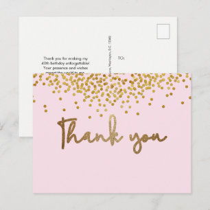Cartão Postal Personalizado confete dourado para 40º aniversário