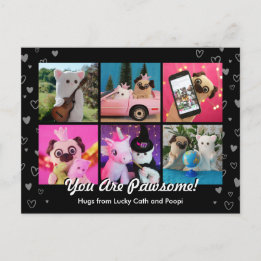 Cartão Postal Personalizado Corações Pretos Personalizados Foto