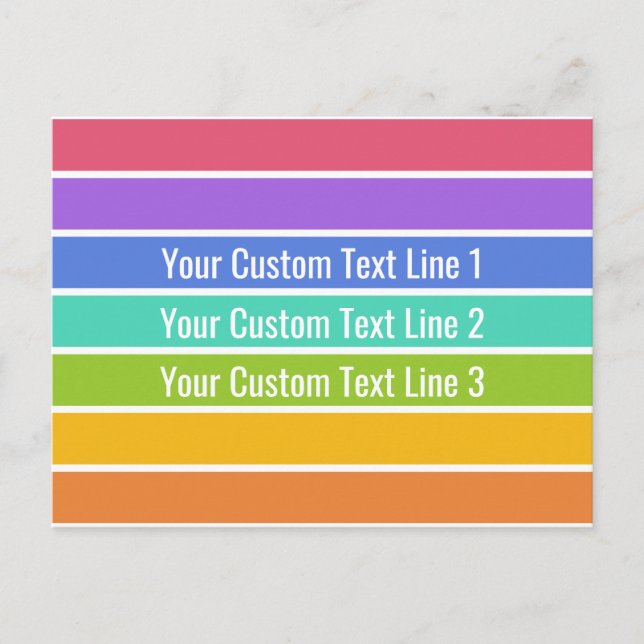 Cartão postal personalizado das cores do arco-íris (Frente)