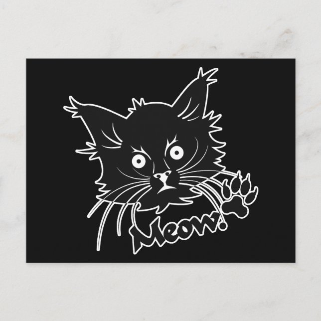 Cartão postal personalizado de Cat Preto (Frente)