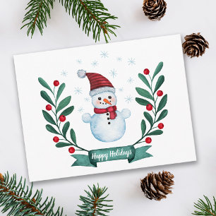Cartão Postal Personalizado de Neve de Aquarela de Natal