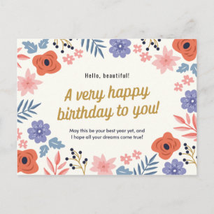Cartão Postal Personalizado - Delicado Aniversário Floral