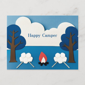 Cartão Postal Personalizado Feliz Aventureiro S'mores de Acampam