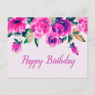 Cartão Postal personalizado floral rosa