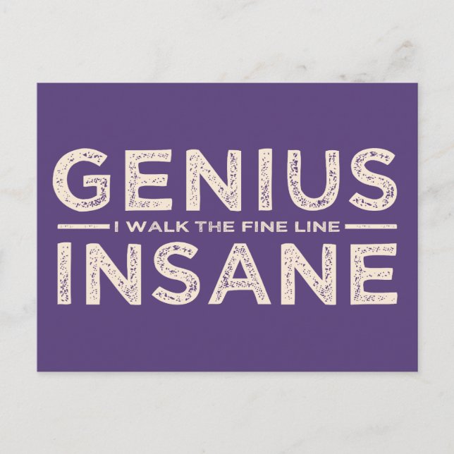 Cartão postal personalizado GENIUS VS INSANE (Frente)