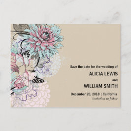 Cartão Postal Personalizado - Ilustração Floral Salvar A Data