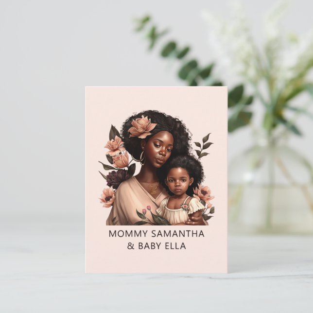 Cartão Postal Personalizado Mãe e Filha Negra (21) (Em pé/Frente)