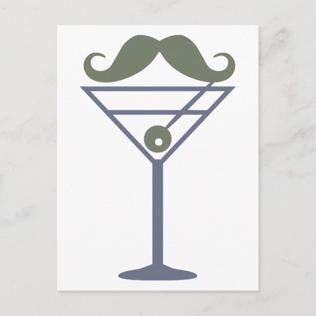 Cartão postal personalizado Martini Mustache (Frente)