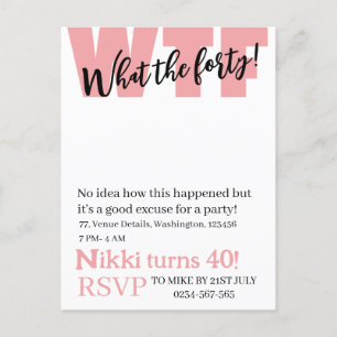 Cartão Postal Personalizado O que é o 40º aniversário engraçado