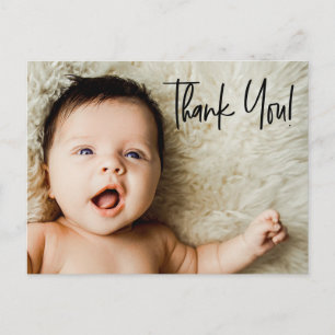 Cartão Postal Personalizado Obrigado com Foto e Mensagem do Bebê