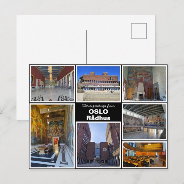Cartão Postal Personalizado, Oslo rådhus, Noruega (Frente/Verso)