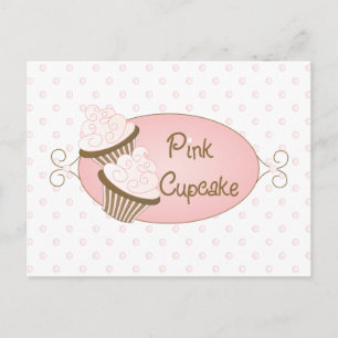 Cartão Postal Personalizado para Cupcake Rosa