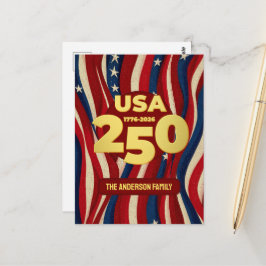 Cartão Postal Personalizado Patriótico 250 Anos EUA 