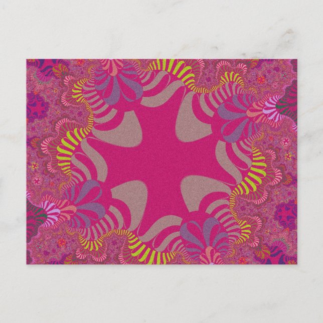 Cartão postal personalizado rosa arco-íris cruz (Frente)
