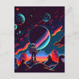 Cartão Postal Personalizar - Astronauta Espacial Retroativo de 8