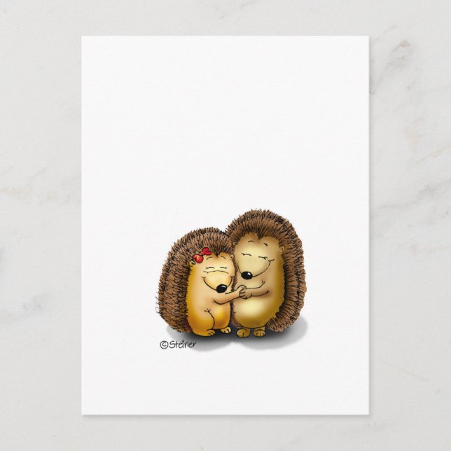 Cartão Postal Personalizar com o nome - Hugging Hedgehogs (Frente)