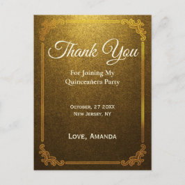 Cartão Postal Personalizar Dourado Obrigado por se juntar ao meu