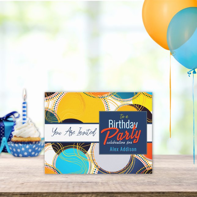 Cartão Postal Personalizar Festa de aniversário Retroativa Color (Criador carregado)