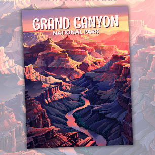 Cartão Postal Personalizar Grand Canyon Sunset Panorama Watercol