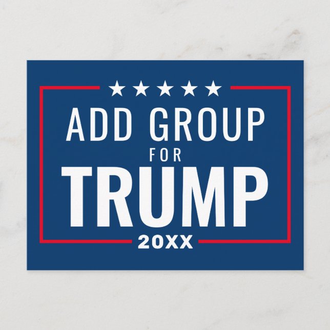 Cartão Postal Personalizar grupo para Trump 2024 - vermelho bran (Frente)