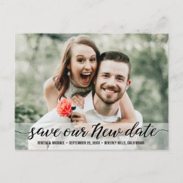 Cartão Postal Personalizar Guardar o Adiamento de Casamento de N