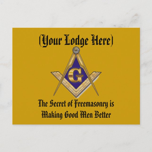 Cartão Postal Personalizar Lodge Masonic (Frente)