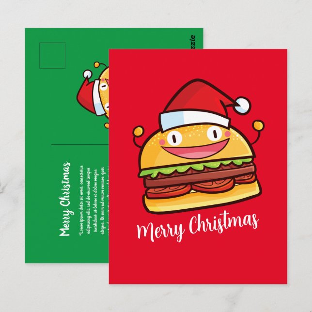 Cartão postal Personalizar o Hamburger de Natal Bo (Frente/Verso)