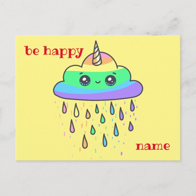 Cartão Postal Personalizar o Rainbow Cloud Unicorn (Frente)