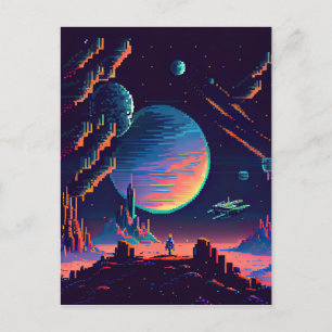 Cartão Postal Personalizar - Remessa Colorida de 8 Bits de Espaç