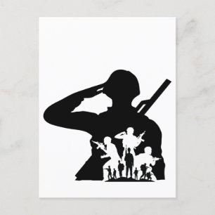 Cartão Postal Personalizar silhueta de soldado