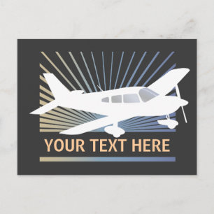 Cartão Postal Personalizar Texto - Avião de Asa Baixa