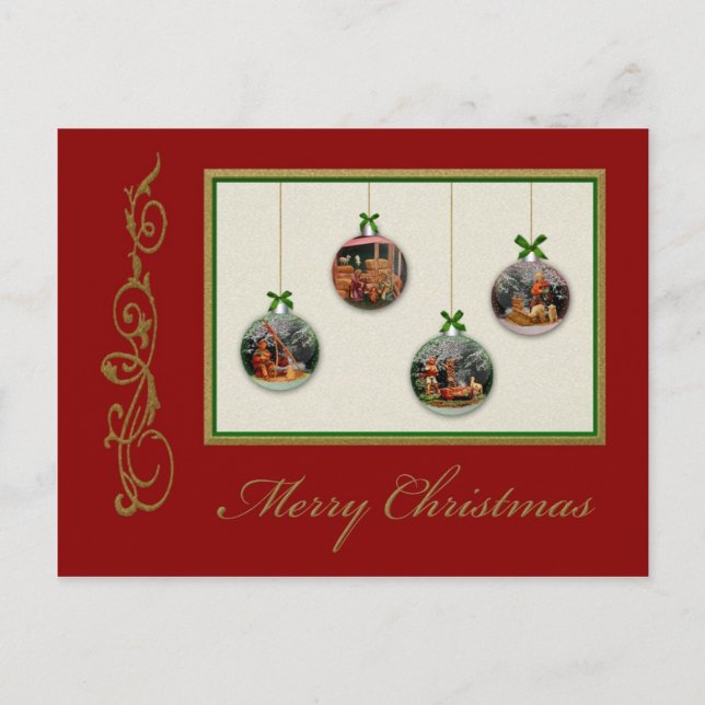 Cartão postal personalizável da cena natalícia (Frente)