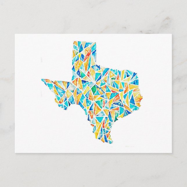 Cartão postal personalizável do Texas Watercolor (Frente)