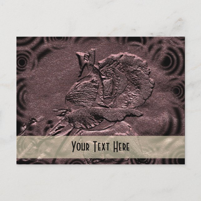 Cartão postal Personalizável Floral de Plum Rosebu (Frente)