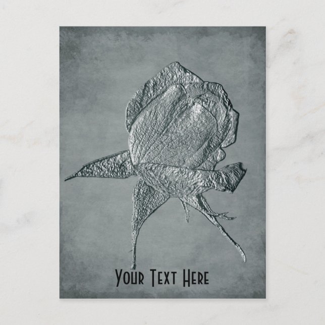 Cartão postal Personalizável Floral de Rosa Silver (Frente)