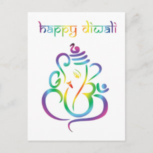 Cartão Postal 🕉 ☸ personalizável 😍 Happy Diwali com Lord Ganes