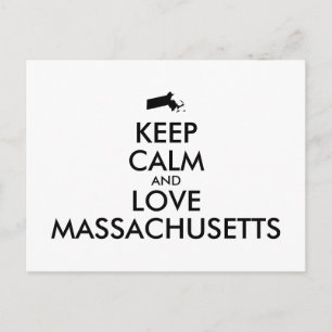 Cartão Postal Personalizável MANTENHA A CALMA e AME MASSACHUSETT