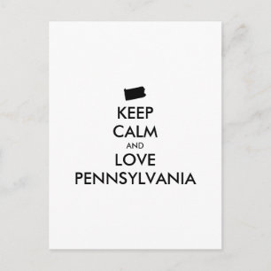 Cartão Postal PERSONALIZÁVEL MANTENHA A CALMA e AME PENNSYLVANIA