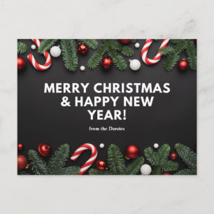 Cartão Postal Personalize o feliz design de natal e Feliz ano no