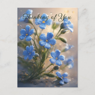 Cartão Postal Personalize o fofo Blue Floral Pensando em você
