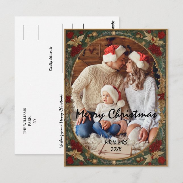 Cartão Postal Personalize o quadro de Natal com sua foto (Frente/Verso)