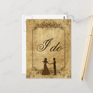 Cartão Postal Personalize papel vintage casamento Noiva Noivo Eu