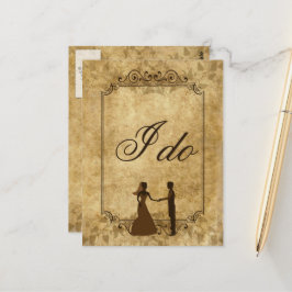 Cartão Postal Personalize Vintage papel casamento Noiva Noivo Eu