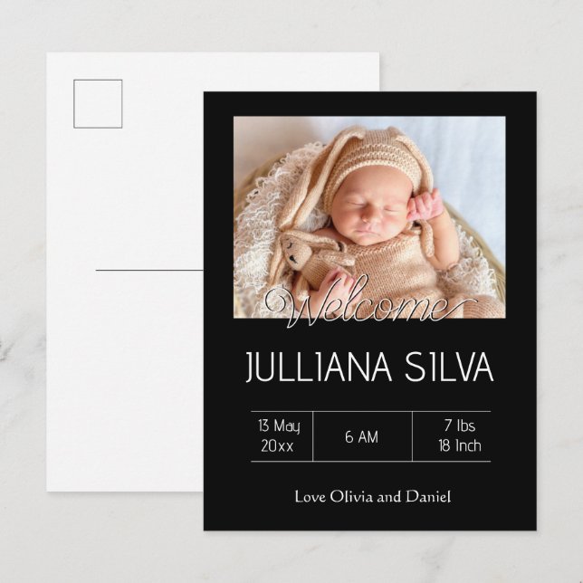 Cartão Postal personalized baby Birth announcements  (Frente/Verso)
