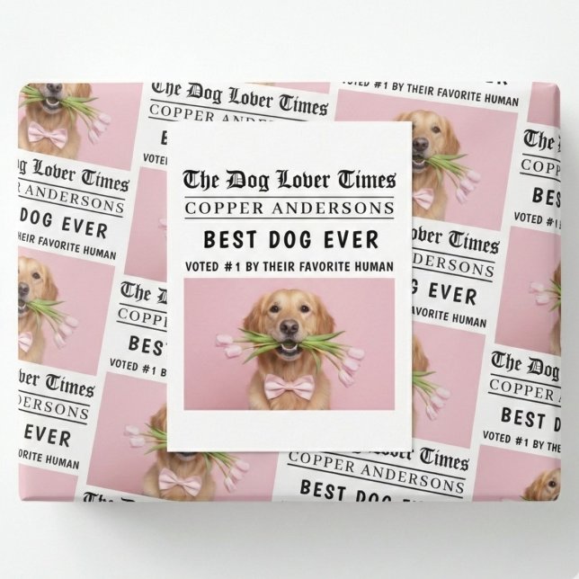 Cartão Postal Personalized “Best Dog Ever” Dog Newspaper (Criador carregado)