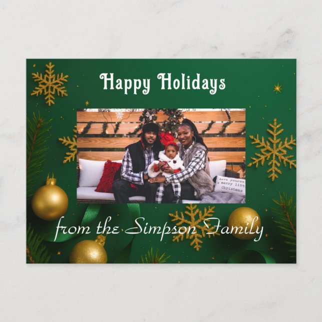 Cartão Postal Personalized Christmas Family Photo Postcard (Frente)